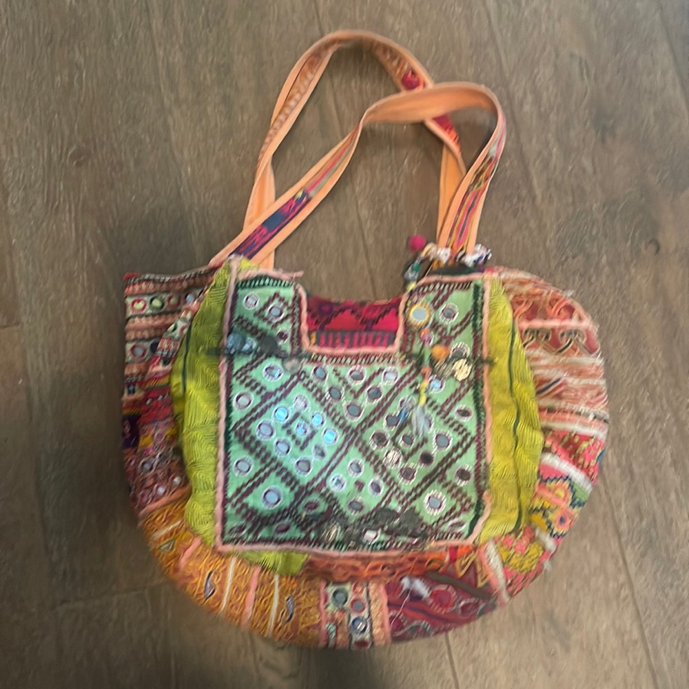 Boho bag with mirrors and embroidery